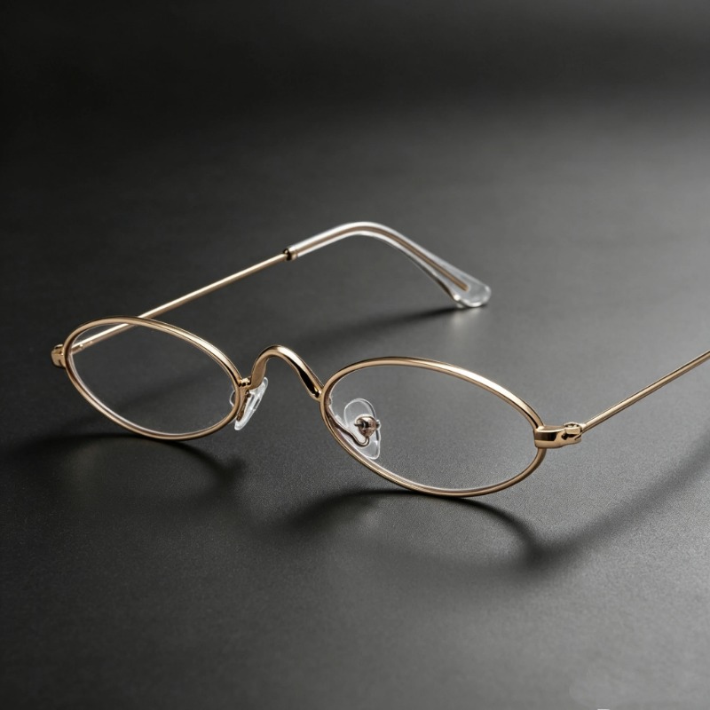 Anti Blue Light Film - Lunettes ovales en métal Y2K pour